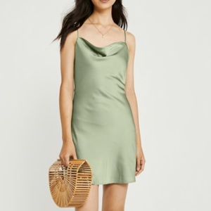 Green satin mini dress- Abercrombie